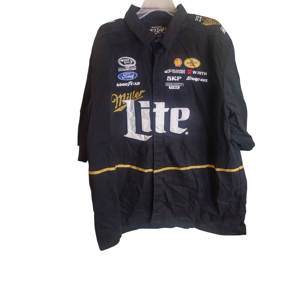 NASCAR JH Design Miller Lite Racing Shirt Brad Keselowski #2 Black Mens 2XL